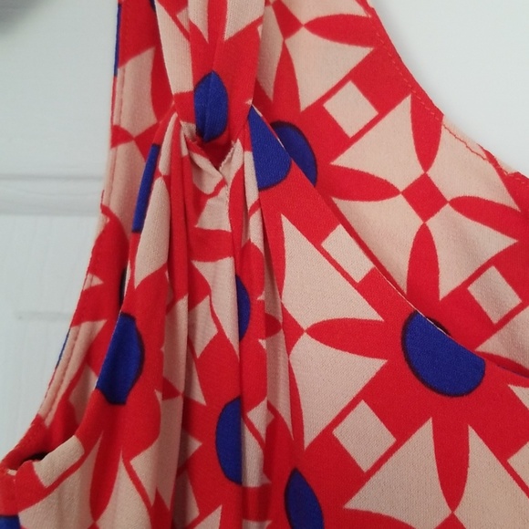 Red & Roy Blue Geometric Sleeves Dress - Picture 5 of 7